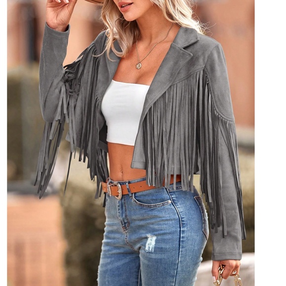 Classic Vegan Suede Open Front Moto Biker Jacket - Picture 13 of 14